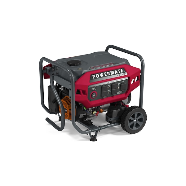 Powermate Portable Generator, Gasoline, 3,600 W Rated, 4,500 W Surge, Electric Start, 120V AC, 30 A - P0081300