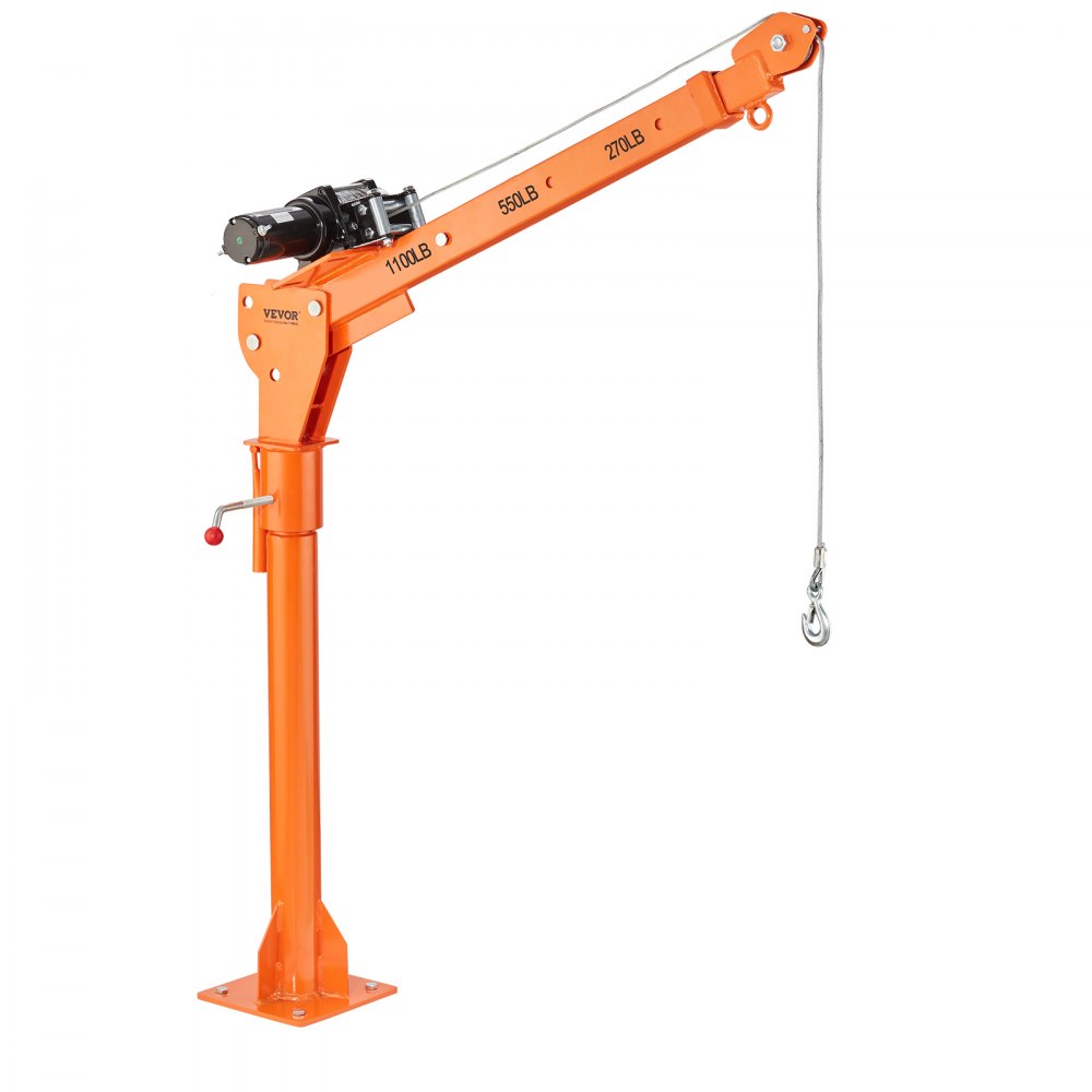 VEVOR Electric Pickup Truck Crane, 1100 lbs Capacity, 360° Swivel, Truck Jib Crane Hoist with Three Boom Capacities of 275 lbs, 550 lbs & 1100 lbs, for Lifting Goods in Construction, Forestry, Factory - DDC1100LBS12VINF3V9