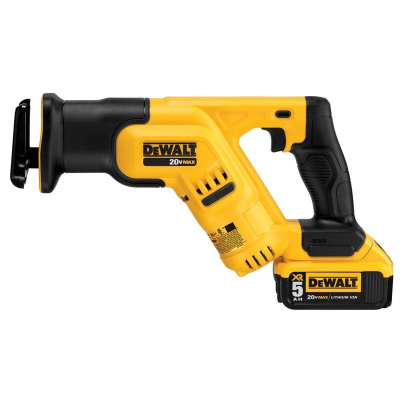 Sierra de calar compacta recíproca inalámbrica DEWALT 20V MAX de ion de litio con kit de batería de 5.0 Ah, cargador y bolsa para contratistas - DCS387P1
