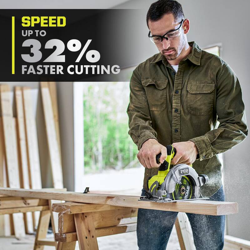 RYOBI ONE+ HP 18V Sierra Circular Compacta Inalámbrica Brushless de 6-1/2 pulgadas con Kit de Batería de Alto Rendimiento de 4.0 Ah y Cargador - PSBCS01K1
