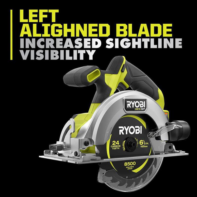 RYOBI ONE+ HP 18V Sierra Circular Compacta Inalámbrica Brushless de 6-1/2 pulgadas con Kit de Batería de Alto Rendimiento de 4.0 Ah y Cargador - PSBCS01K1