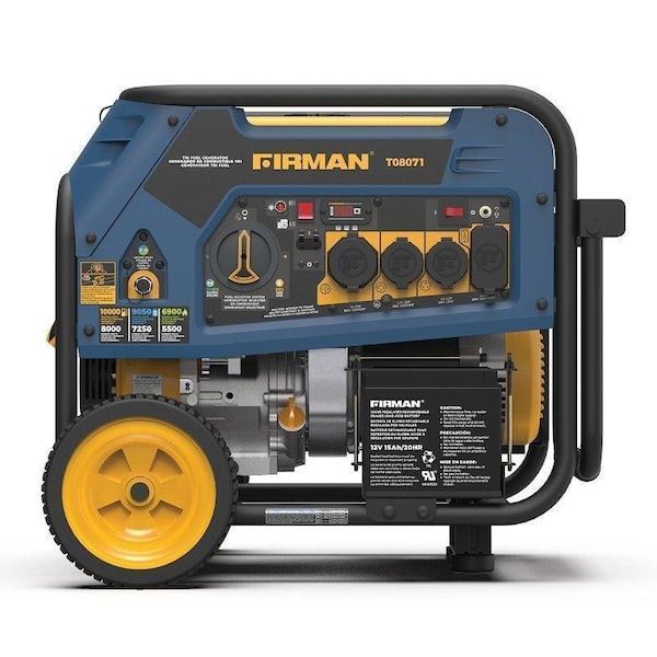 Firman HURRICANE Portable Generator, 50 A, 120/240 VAC, Gasoline, LPG, Natural Gas, 8 gal Tank - T08071