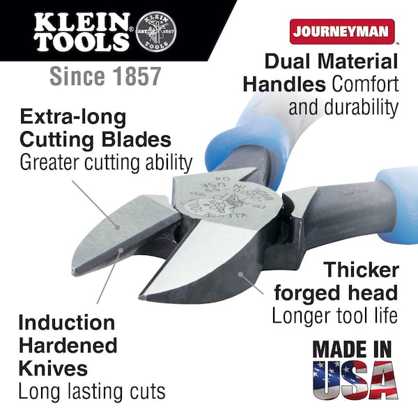 Klein Tools Diagonal Cutting Pliers, Heavy-Duty Journeyman, 9-Inch - J2000-59