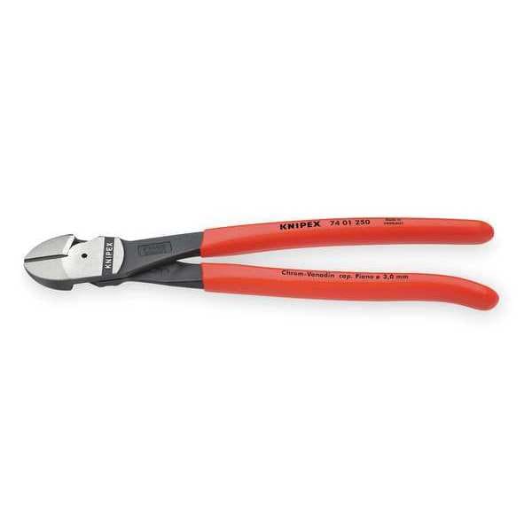 Knipex 10 in 74 High Leverage Diagonal Cutting Plier Standard Cut Oval Nose Uninsulated - 74 01 250 SBA