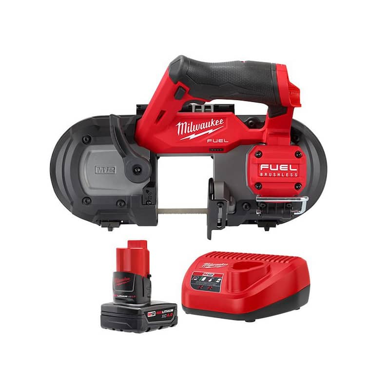 Sierra de cinta compacta Milwaukee M12 FUEL de 12V de iones de litio inalámbrica con Kit de inicio de 4.0 Ah M12 - 2529-20-48-59-2440