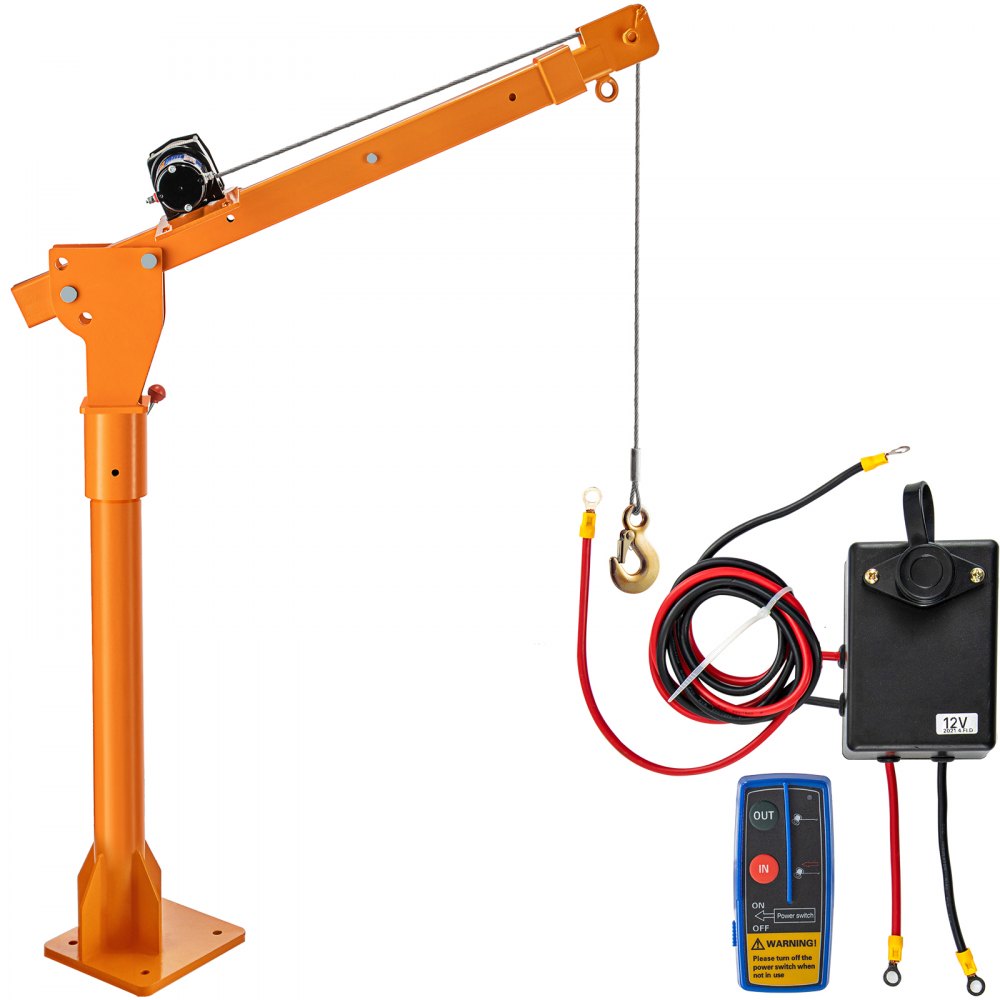 VEVOR Davit Crane, 2200 lbs Truck Crane, Wireless Remote Control Dock Crane, 12V 360° Swivel Electric Crane for Truck, Crane Hitch for Lifting Goods in Construction, Forestry, Factory, and Transport - QZJWX2200-12VKGYKV9