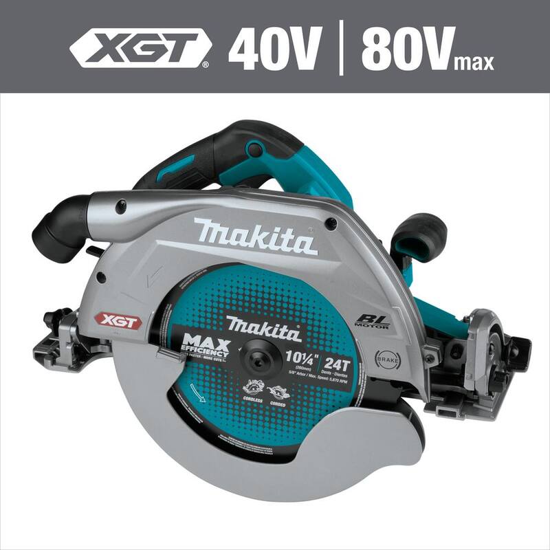 Sierra circular inalámbrica sin escobillas Makita 40V máx XGT de 10-1/4 pulgadas con base compatible con riel de guía, compatible con AWS (herramienta solamente) - GSH04Z
