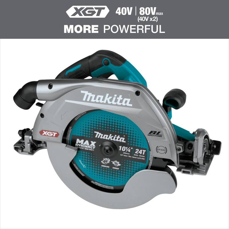 Sierra circular inalámbrica sin escobillas Makita 40V máx XGT de 10-1/4 pulgadas con base compatible con riel de guía, compatible con AWS (herramienta solamente) - GSH04Z