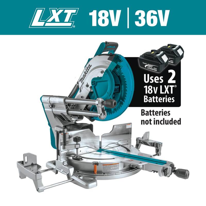 Sierra ingleteadora compuesta deslizante de doble bisel sin escobillas Makita 18V X2 LXT de 12 pulgadas con láser (herramienta solamente) - XSL07Z