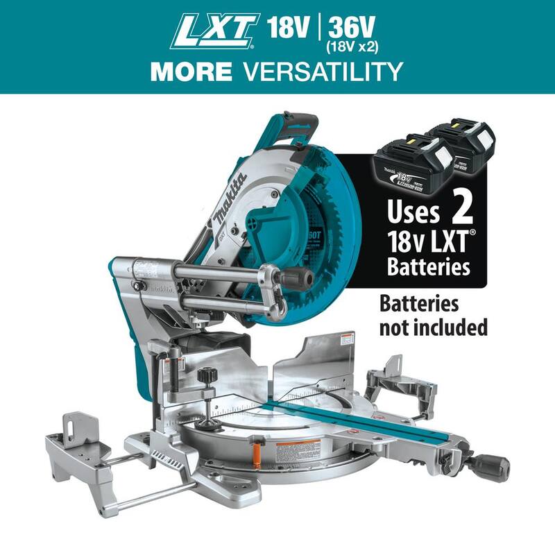 Sierra ingleteadora compuesta deslizante de doble bisel sin escobillas Makita 18V X2 LXT de 12 pulgadas con láser (herramienta solamente) - XSL07Z