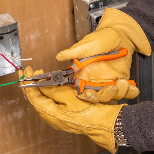 Klein Tools Pliers, Long Nose Side-Cutters, Insulated, 8-Inch - 2038RINS