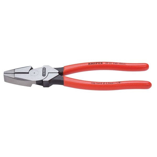 Knipex 9 1/4 in Linemans Plier High Leverage, Steel - 09 01 240  SBA