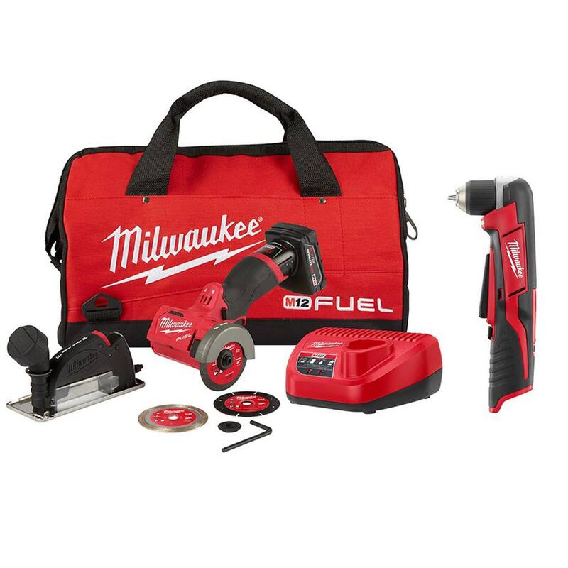 Sierra de corte inalámbrica Milwaukee M12 FUEL de 12V y 3 pulgadas con motor sin escobillas de iones de litio, con kit de mini sierra y taladro angular de 3/8 de pulgada M12 - 2522-21XC-2415-20