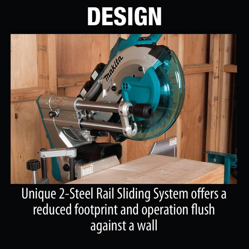 Sierra ingleteadora compuesta deslizante de bisel doble sin escobillas de 10 pulgadas Makita 18V X2 LXT (36V) Kit de  sierra de inglete y soporte portátil para sierra de inglete XSL06PT-WST05 (5.0 Ah)