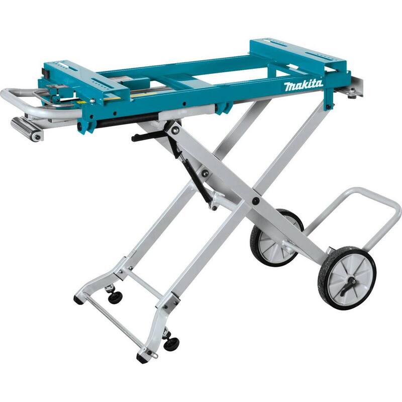 Sierra ingleteadora compuesta deslizante de bisel doble sin escobillas de 10 pulgadas Makita 18V X2 LXT (36V) Kit de  sierra de inglete y soporte portátil para sierra de inglete XSL06PT-WST05 (5.0 Ah)