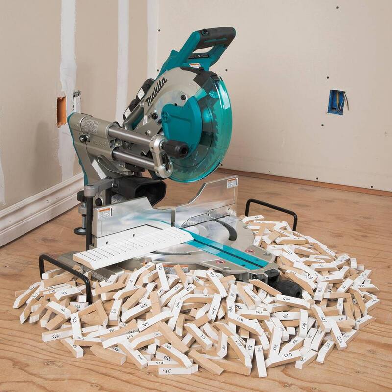 Sierra ingleteadora compuesta deslizante de bisel doble sin escobillas de 10 pulgadas Makita 18V X2 LXT (36V) Kit de  sierra de inglete y soporte portátil para sierra de inglete XSL06PT-WST05 (5.0 Ah)