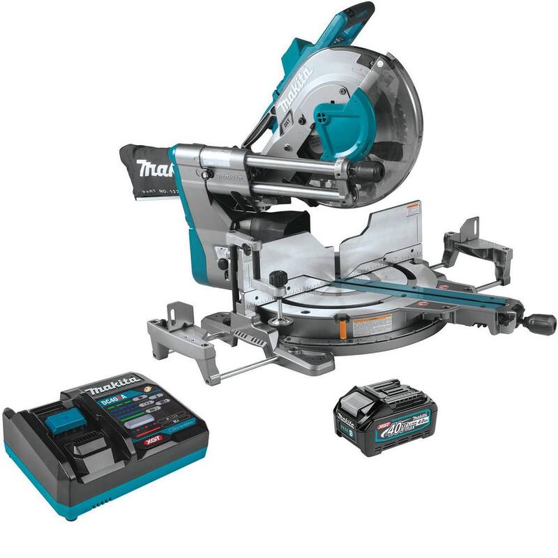 Sierra ingletadora compuesta deslizante de doble bisel sin escobillas Makita 40V max XGT de 12 pulgadas Kit (4.0Ah) con batería XGT 4.0Ah - GSL04M1-BL4040
