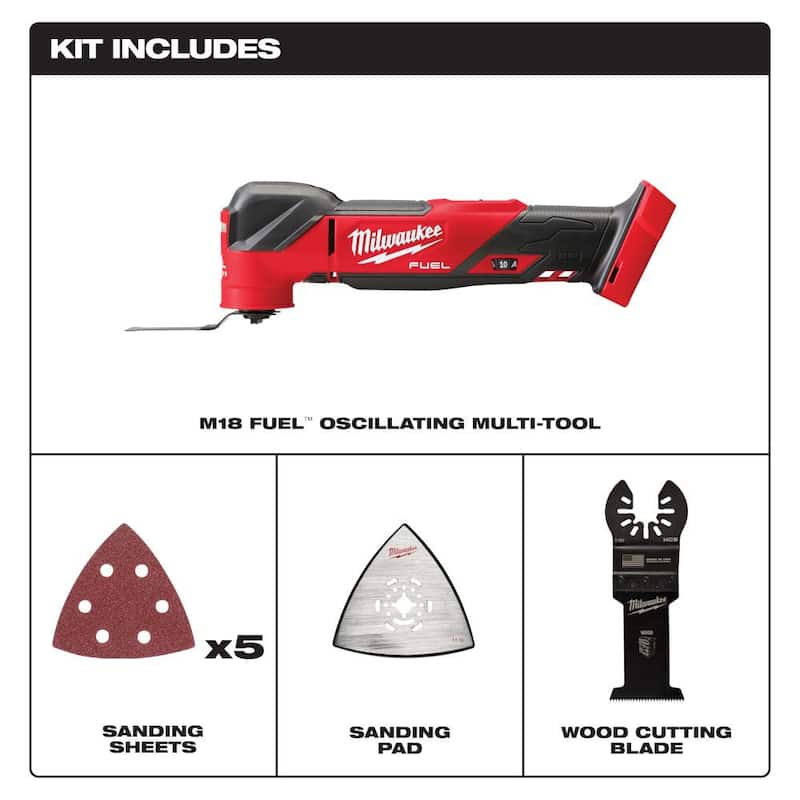 Milwaukee M18 FUEL 18V Sierra de vaivén inalámbrica sin escobillas de iones de litio Sawzall Kit con herramienta multitool oscilante - 2821-21-2836-20