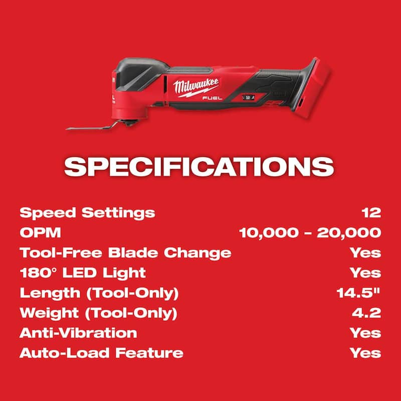 Milwaukee M18 FUEL 18V Sierra de vaivén inalámbrica sin escobillas de iones de litio Sawzall Kit con herramienta multitool oscilante - 2821-21-2836-20