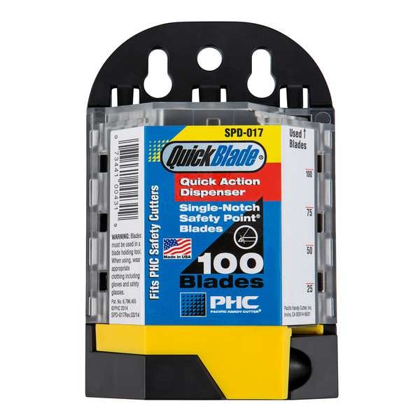 Pacific Handy Cutter Safety Blades w/Dispenser, PK100 - SPD-017
