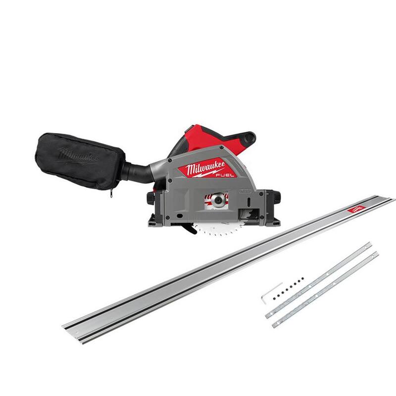Sierra circular sin cable Milwaukee M18 FUEL 18V de 6-1/2 pulgadas con tecnología Li-Ion y motor sin escobillas, cortadora en guía de inmersión con riel guía de 106 pulgadas/conector de riel - 2831-20-48-08-0572-48-08-0574.