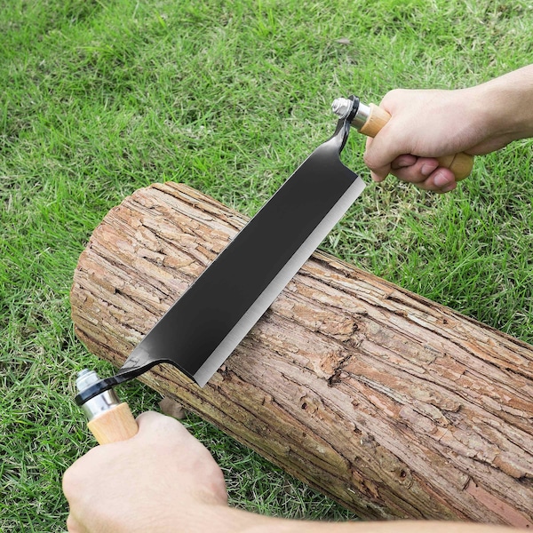 Earth Worth 8-inch Draw Knife, Straight Draw Shaver, wood Grip Handles, Blade Cover Debarking Tool - 83-DT5223