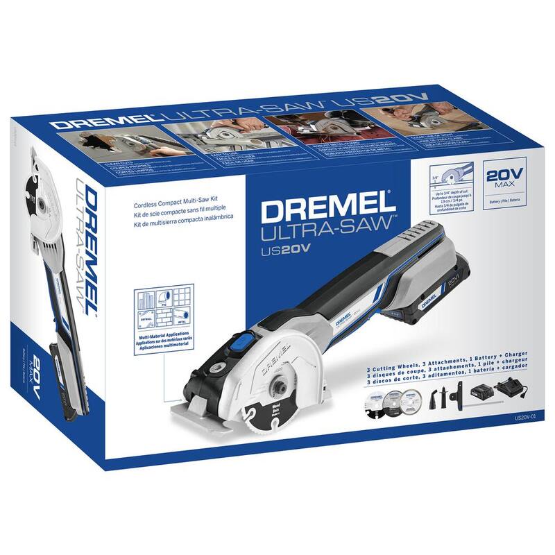 Dremel 20V Max Ultra-Saw Kit de sierra compacta inalámbrica (1 batería/cargador) - US20V-01