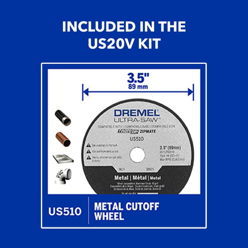 Dremel 20V Max Ultra-Saw Kit de sierra compacta inalámbrica (1 batería/cargador) - US20V-01
