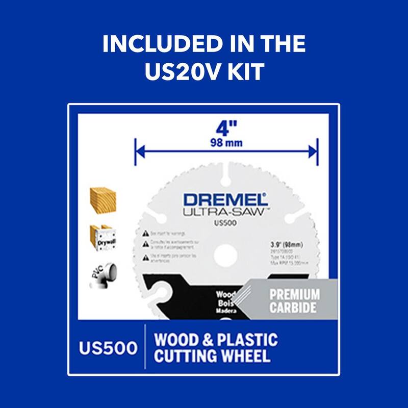 Dremel 20V Max Ultra-Saw Kit de sierra compacta inalámbrica (1 batería/cargador) - US20V-01