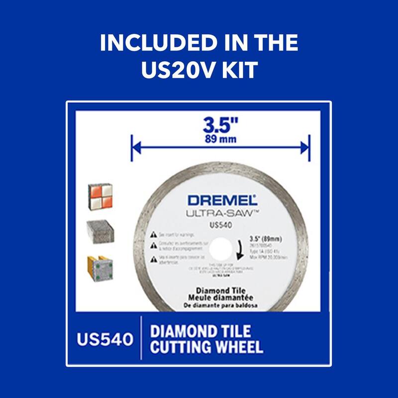 Dremel 20V Max Ultra-Saw Kit de sierra compacta inalámbrica (1 batería/cargador) - US20V-01