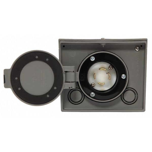 Generac 30 Amp Power Inlet Box, 125/250V, raintight resin, NEMA L14-30 with spring-loaded flip lid - 6340