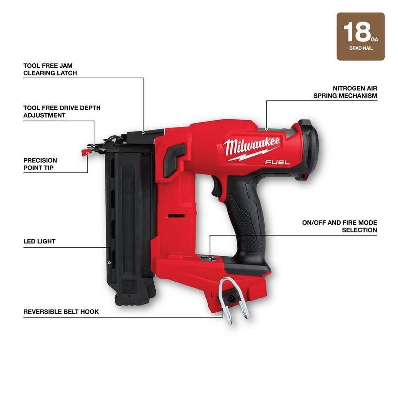 Sierra de calar inalámbrica Milwaukee M18 FUEL de 18V de iones de litio sin escobillas con clavadora de clavos de calibre 18 (paquete de 2 herramientas) - 2737-20-2746-20