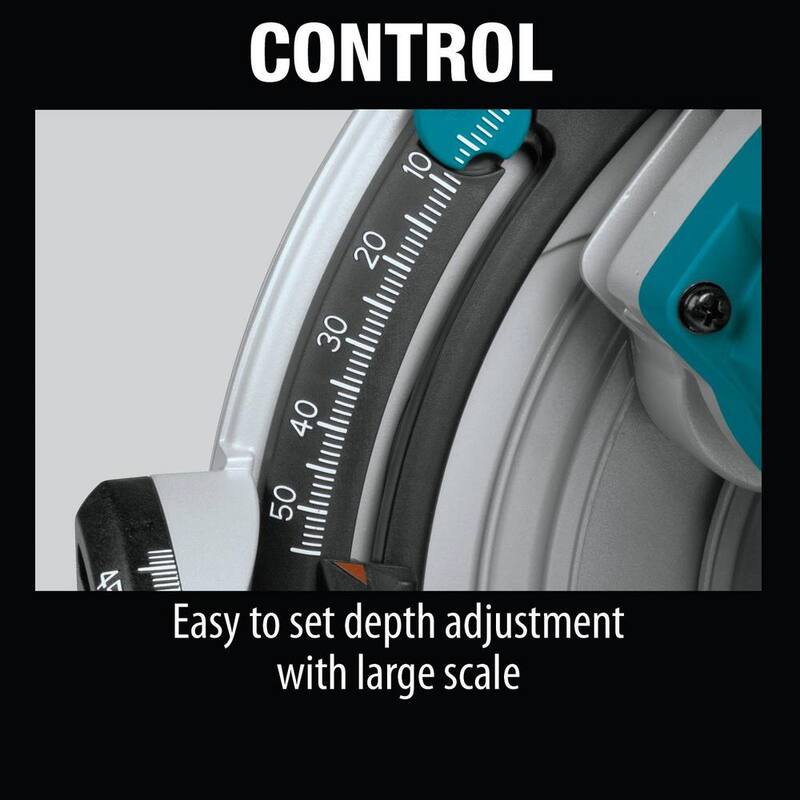 Sierra circular sumergible Makita de 6-1/2" sin escobillas LXT inalámbrica de 36V (18V X2), solo la herramienta con riel guía de 55" y bolsa para riel guía - XPS01Z-194E051.