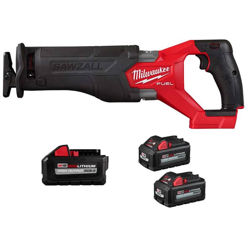 Sierra alternativa inalámbrica Milwaukee M18 FUEL GEN-2 de 18V de iones de litio sin escobillas con (3) baterías de alto rendimiento - 2821-20-48-11-1880-48-11-1862