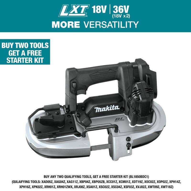 Sierra de cinta inalámbrica sin escobillas de iones de litio subcompacta Makita 18V LXT (solo herramienta) - XBP05ZB