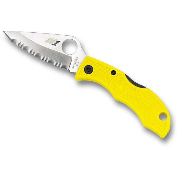 Spyderco 2024 Spyderco Ladybug 3 Salt Lightweight Yellow H1 Serrated - SPY-LYLS3