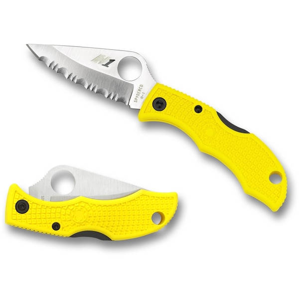 Spyderco 2024 Spyderco Ladybug 3 Salt Lightweight Yellow H1 Serrated - SPY-LYLS3
