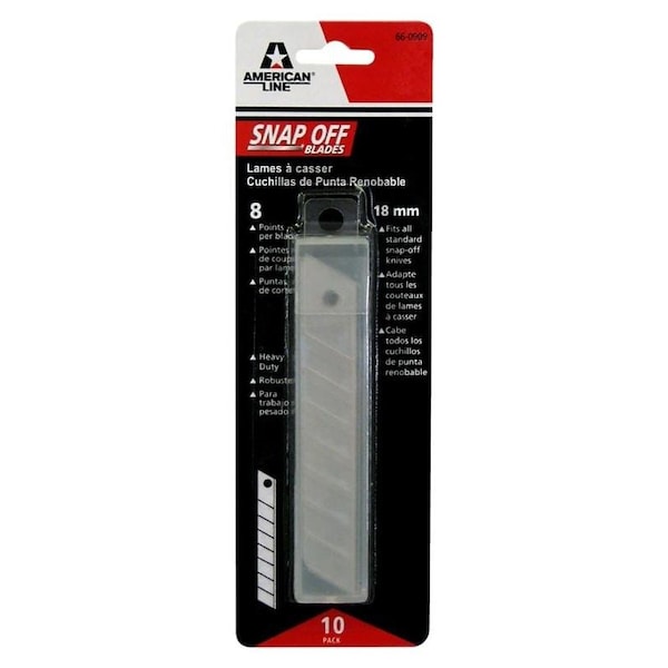 American Line Blade, 18 mm, 394 in L, Carbon Steel, 2Facet, SnapOff Edge, 8Point - 66-0909