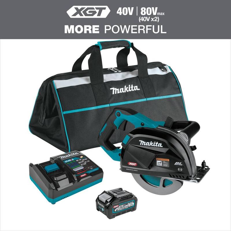 Sierra circular inalámbrica sin escobillas Makita 40V max XGT de corte de metal de 7-1/4 pulgadas, con freno eléctrico y recolector de virutas 4.0Ah - GSC01M1