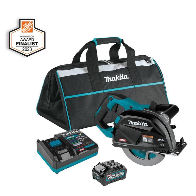 Sierra circular inalámbrica sin escobillas Makita 40V max XGT de corte de metal de 7-1/4 pulgadas, con freno eléctrico y recolector de virutas 4.0Ah - GSC01M1