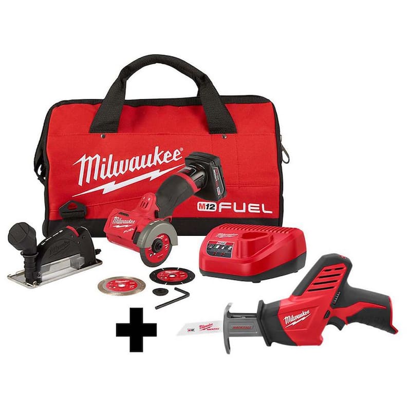Milwaukee M12 FUEL 12V 3 pulgadas Sierra de corte inalámbrica con batería de iones de litio sin escobillas con kit de sierra reciprocante M12 HACKZALL - 2522-21XC-2420-20