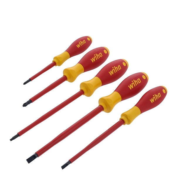 Wiha 5 Piece Insulated SoftFinish Slotted/Phillips/Square Screwdriver Set - 32059