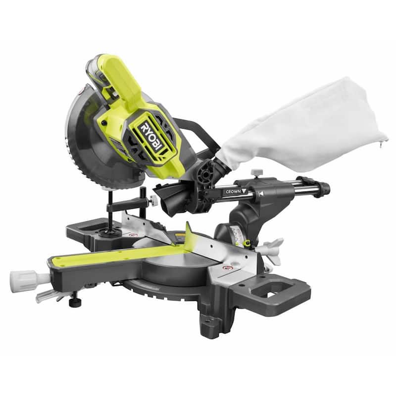 Sierra ingletadora deslizante compuesta inalámbrica de 18V RYOBI ONE+ de 7-1/4 pulgadas con soporte rápido universal para sierra ingletadora - PBT01B-A18MS01G