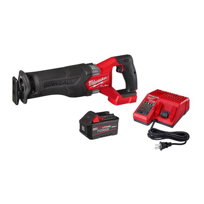 Kit de sierra alternativa inalámbrica Milwaukee M18 FUEL 18V de iones de litio sin cepillo con (1) batería FORGE de 6.0Ah, juego de hojas (11 piezas) - 2821-21F-48-00-1706T