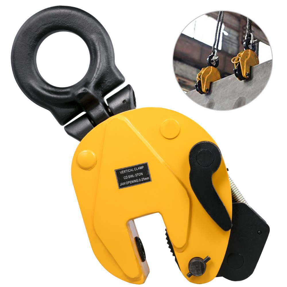 VEVOR Lifting Clamp 6600Lbs/3T, Working Load Vertical Plate Clamp 0-1inch/25mm Jaw Opening, Industrial Steel Plate Clamp, Sheet Metal Lifting Clamp, Plate Lifting Clamp, Handling Lifting Equipment - SDGBQ3DHS00000001V0