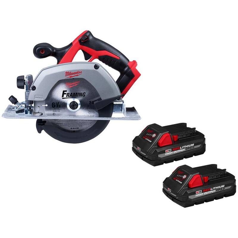 Sierra circular inalámbrica Milwaukee M18 18V de 6-1/2 pulgadas con baterías de iones de litio de 3.0 Ah - 2630-20-48-11-1837
