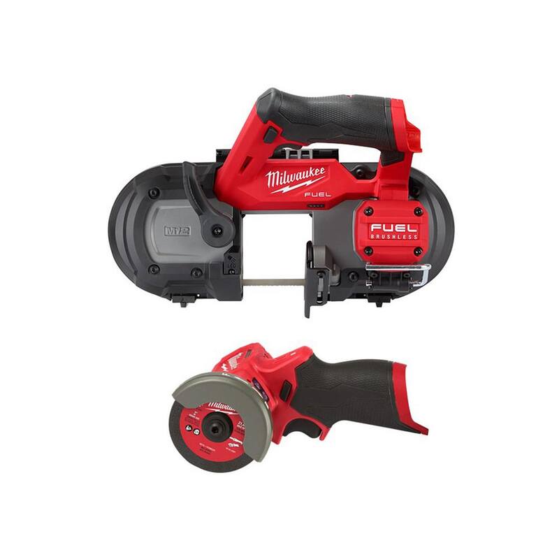 Sierra de banda compacta inalámbrica Milwaukee M12 FUEL de 12 V de iones de litio con sierra de corte de 3 pulgadas (2 herramientas) - 2529-20-2522-20.