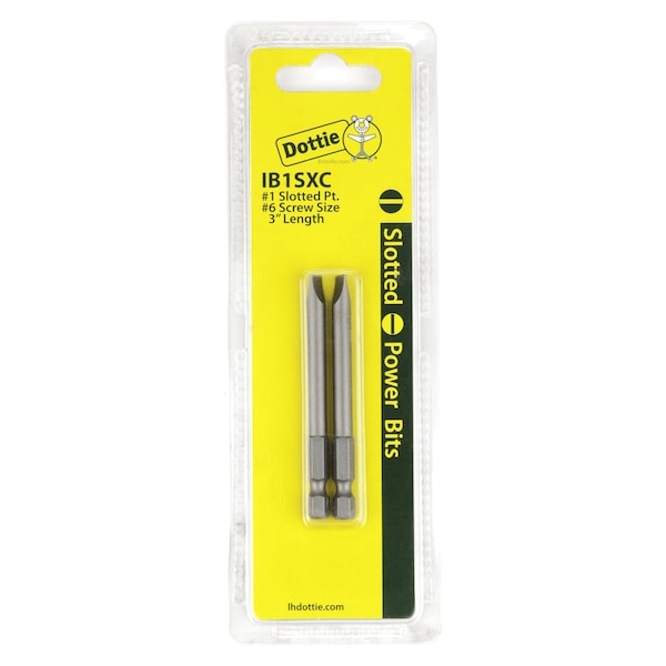 L.H. Dottie L.H. Dottie #1 x 3'' Slotted Power Bit (Carded) - IB1SXC