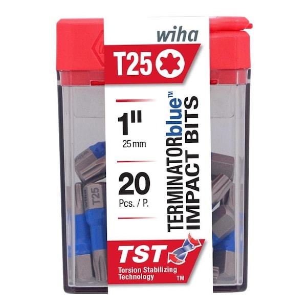 Wiha TerminatorBlue Impact Bit Box - Torx T25 x 1 Inch, 20PK - 70060