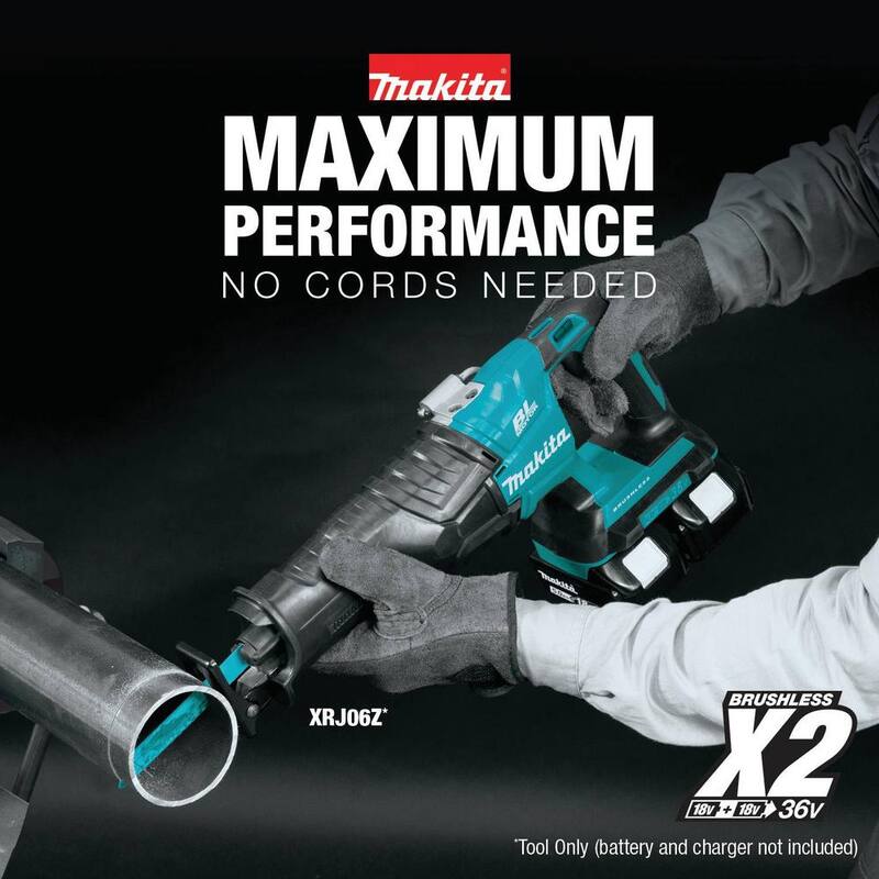Sierra reciproca inalámbrica sin escobillas Makita 18V X2 (36V) LXT de iones de litio (solo herramienta) - XRJ06Z